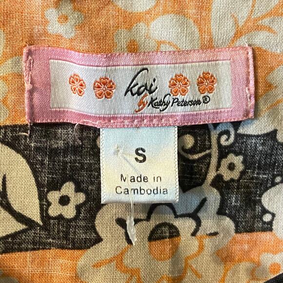 Koi by Kathy Peterson Scrubs Top S Mod Print Pockets Cinch Sides Uniform Nurse - Picture 4 of 11